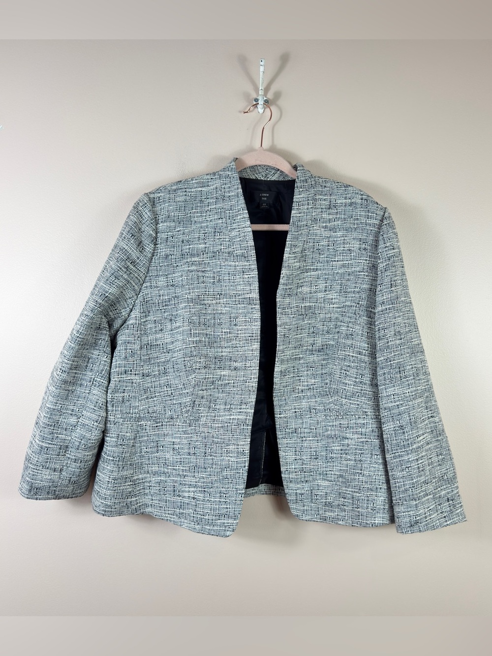 J. Crew 365 womens plus size 22 white black tweed metallic Going-Out blazer